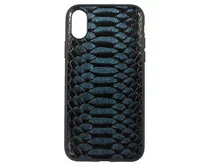 Чехол iPhone X/XS Leather Reptile (синий)