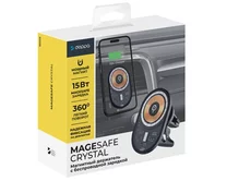 Авт. держатель Deppa Mage Safe Crystal Qi магнитный, черный