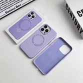 Чехол iPhone 11 Leather Candy MagSafe (темно-синий)