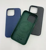 Чехол iPhone 15 Classic Leather (темно-синий)