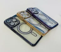 Чехол iPhone 11 Glitter MagSafe (фиолетовый)